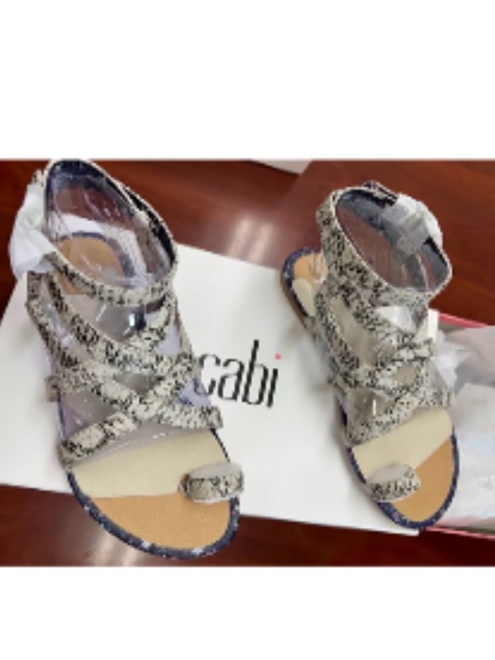 Women's Neutral Snake-Print Strappy Sandals -by Cabi
Size 7 
Smoke free home